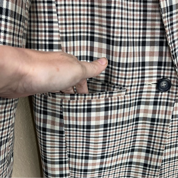 ASOS Plaid One Button Blazer Tunic Length - Picture 4 of 7